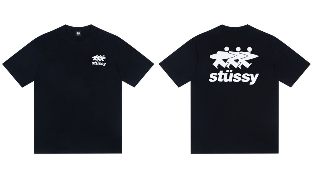 Stussy Surfer Figures Front And Back Graphic Short Sleeve Tee