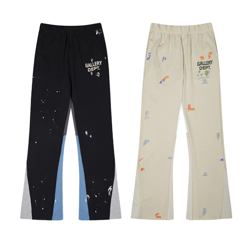 Gallery Dept Sweatpants Hand Painted Ink Splashing Graffiti Splicing Contrast Trousers