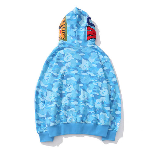 BAPE Blue & Red Camo Shark Hoodie