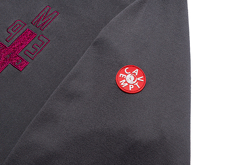 Cav Empt Wax-Dyed Letter Embroidered Washed Long Sleeve Crewneck Tee