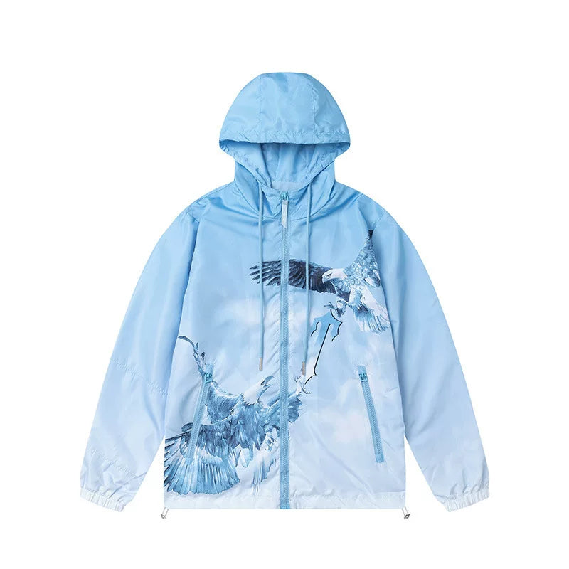 Trapstar Eagle Print Sky Blue Hooded Windbreaker