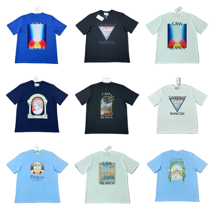Casablanca Art Graphic Print Loose Unisex Short Sleeve T-Shirt