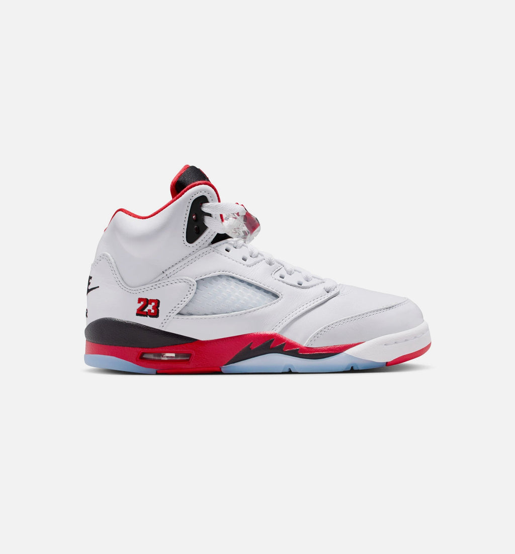 Air Jordan 5 Retro "Fire Red" Big Kids' Shoe – White/Fire Red/Black