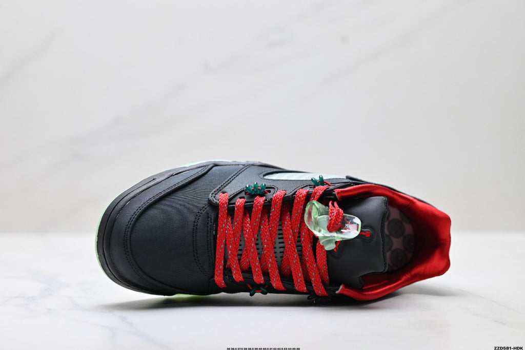 Air Jordan 5 Retro Black Red Green Glow Sneakers