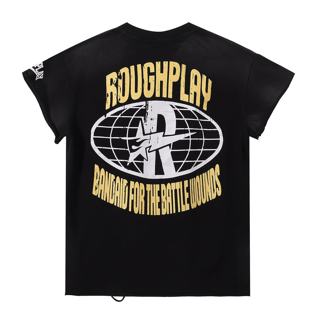 Rough Play Skeleton Cross Rhinestone Sleeveless T-Shirt