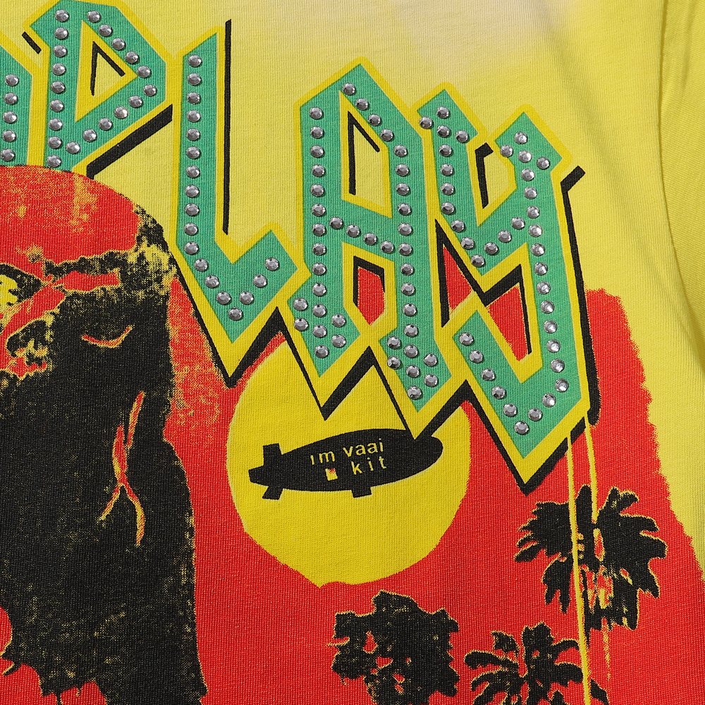 Rough Play Skate Skeleton Yellow Graphic T-Shirt