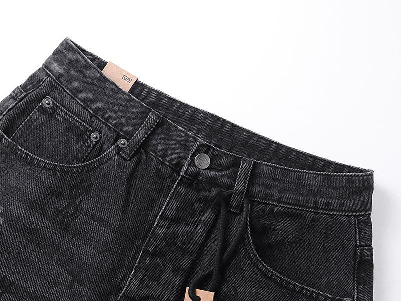 Ksubi Washed Black Straight-Leg Graphic Jeans