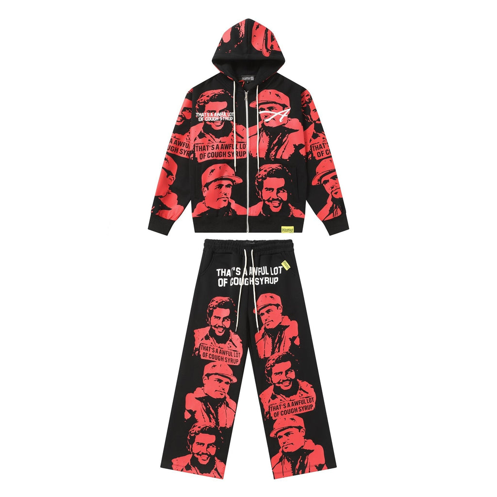 THAT'S A AWFUL LOT OF COUGH SYRUP Star Graphic Zip Hoodie & Pants Matching Set