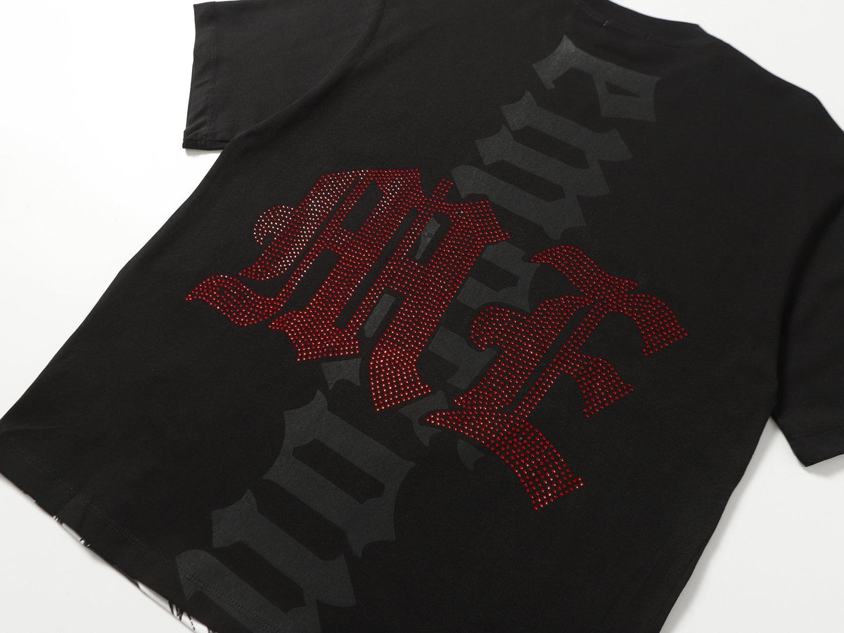 MIXED EMOTION Godspeed Rhinestone Graphic T-Shirt