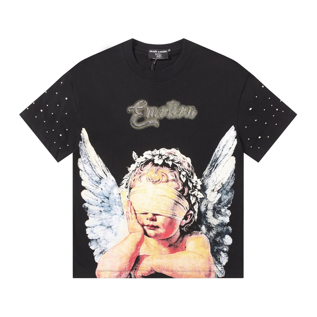 MIXED EMOTION Angel Graphic Pearl-Sleeve T-Shirt