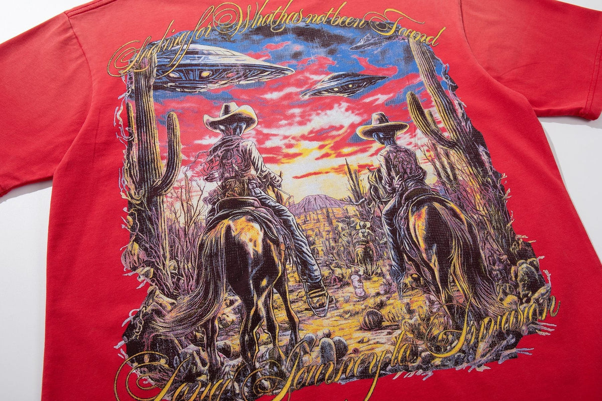 MAJESTIK Western Horse Graphic T-Shirt