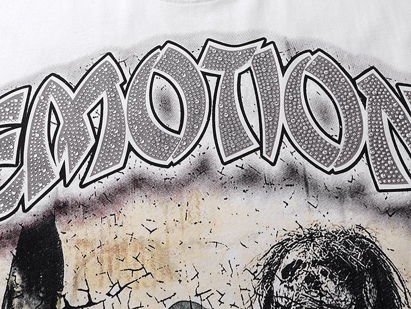 MIXED EMOTION White Graphic Short-Sleeve T-Shirt
