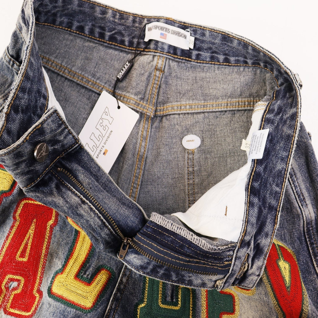 VALLEY Multicolor Embroidered Denim Shorts