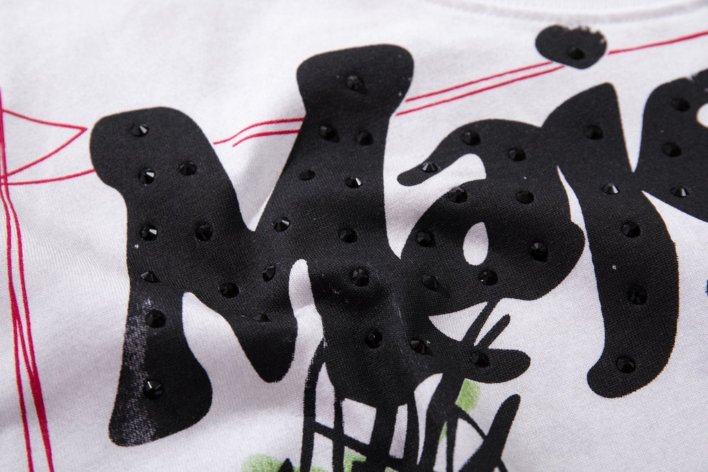 MAJESTIK Distressed Stone-Inlay Graphic T-Shirt