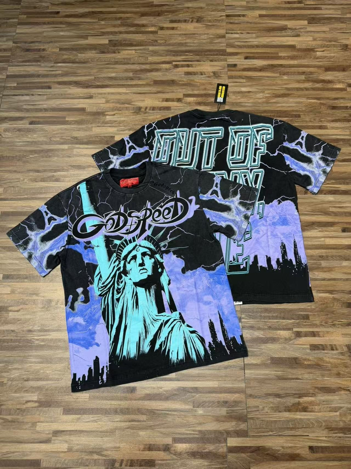 Godspeed Statue of Liberty Lightning Graphic T-Shirt