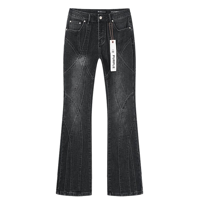Purple Brand Black Washed Flare Jeans