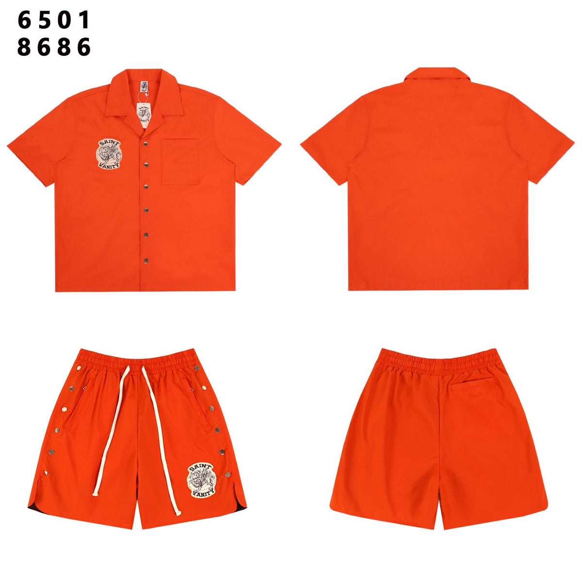 SAINT Vanity Patch Short-Sleeve Shirt & Snap-Side Shorts Set