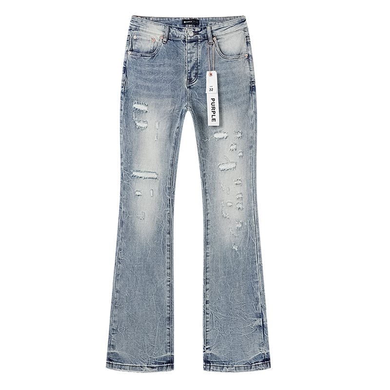 Purple Brand Light Blue Distressed Flare Jeans