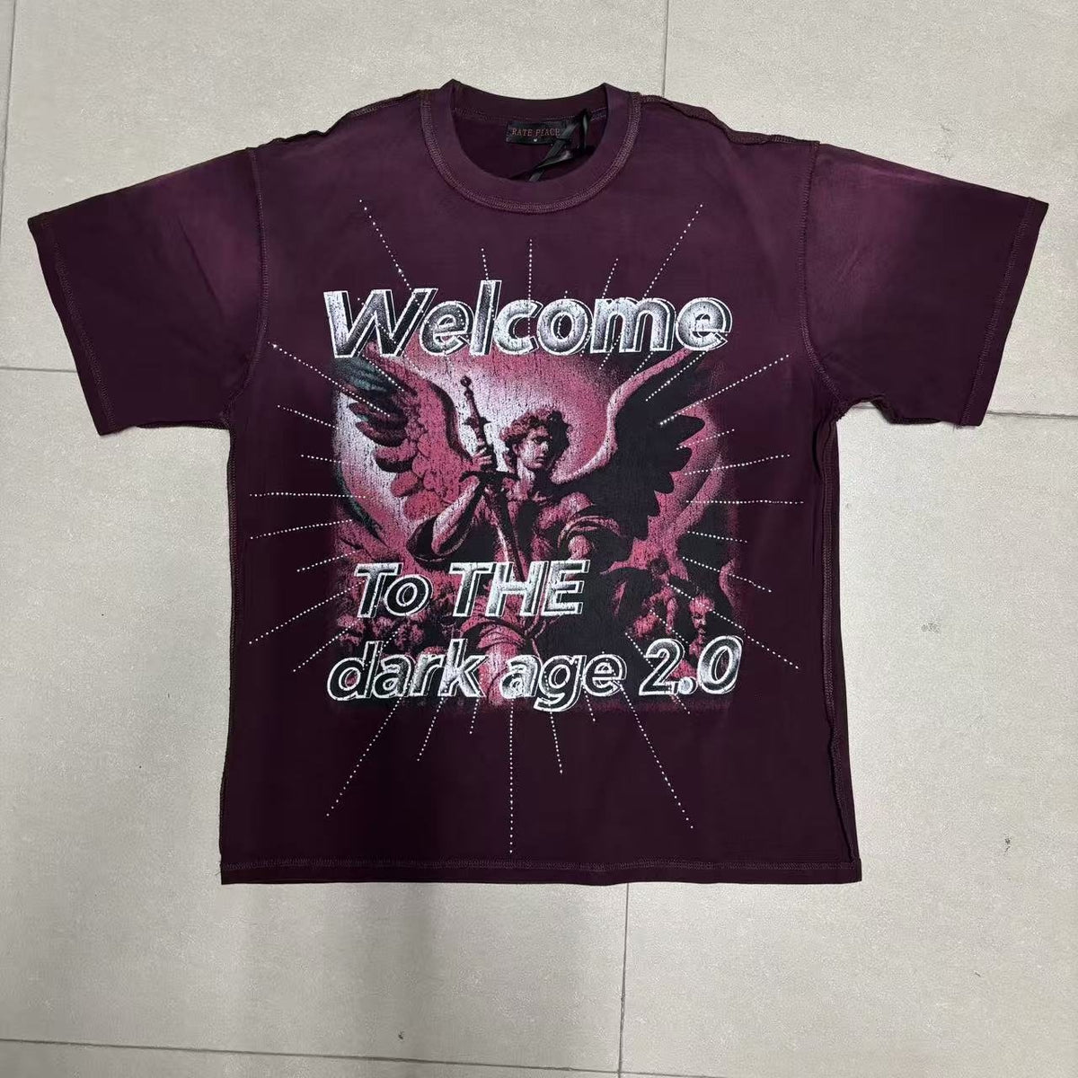 RARE PEACE Dark Warrior Angel Graphic Short-Sleeve T-Shirt