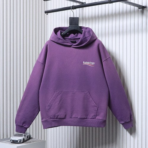 Balenciaga Purple Embroidered Washed Hoodie