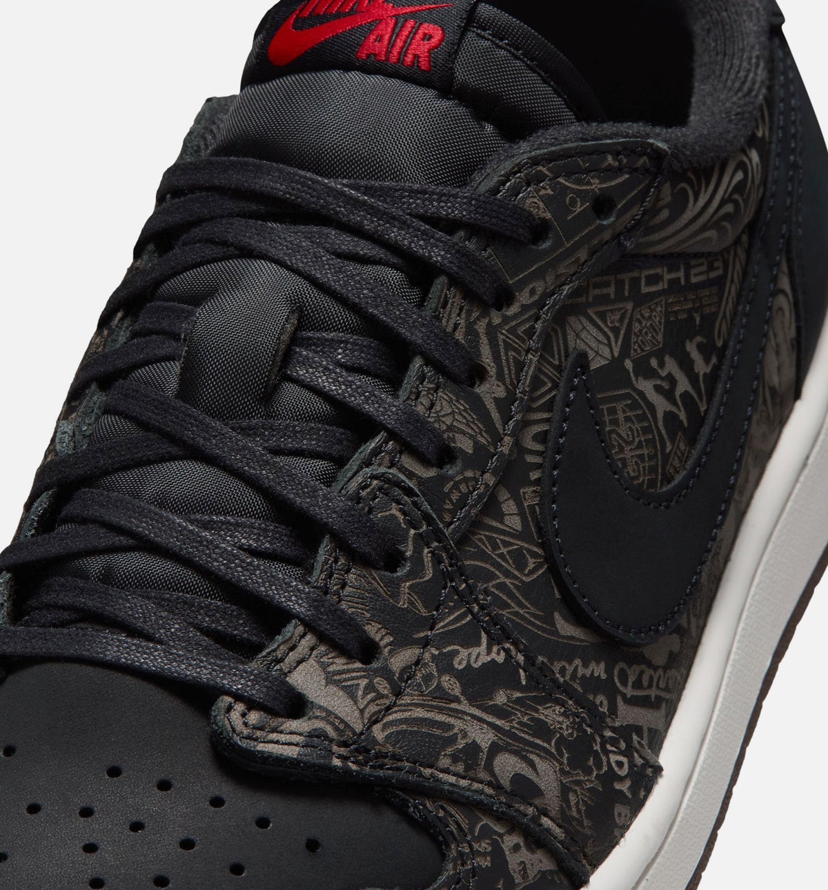 Air Jordan 1 Retro Low OG Laser Black And Varsity Red Men's Shoes - Black Varsity Red White