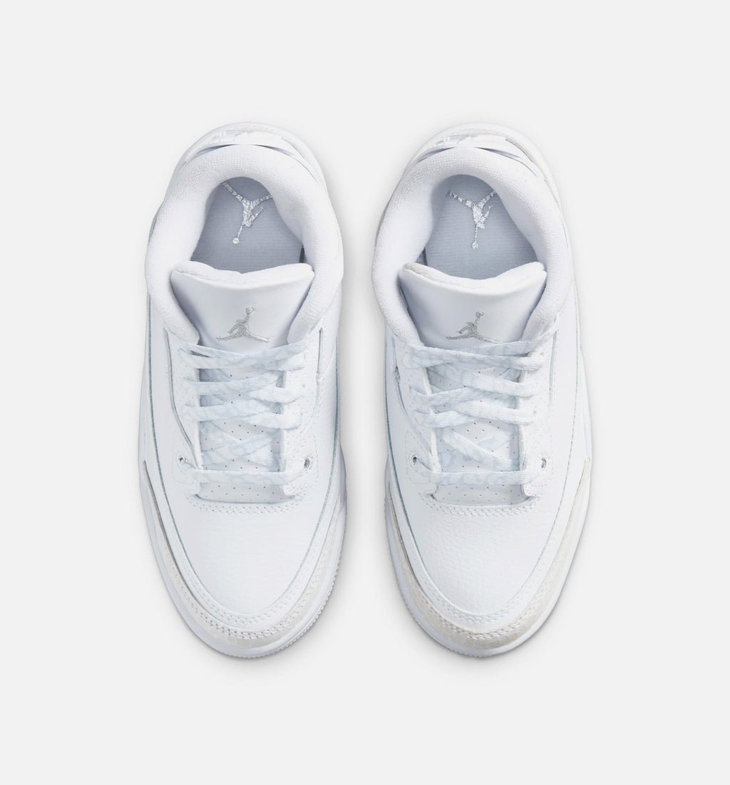 Air Jordan 3 Retro White And Silver Infant/Toddler Shoes - White Metallic Silver