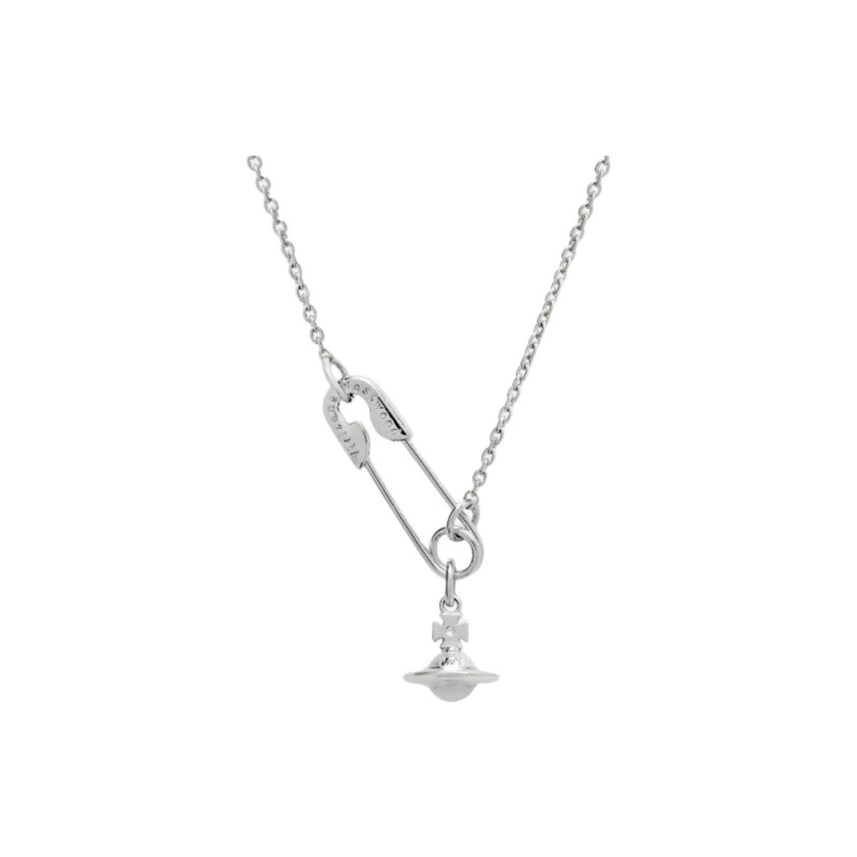 Vivienne Westwood Style 3D Orb Safety Pin Necklace