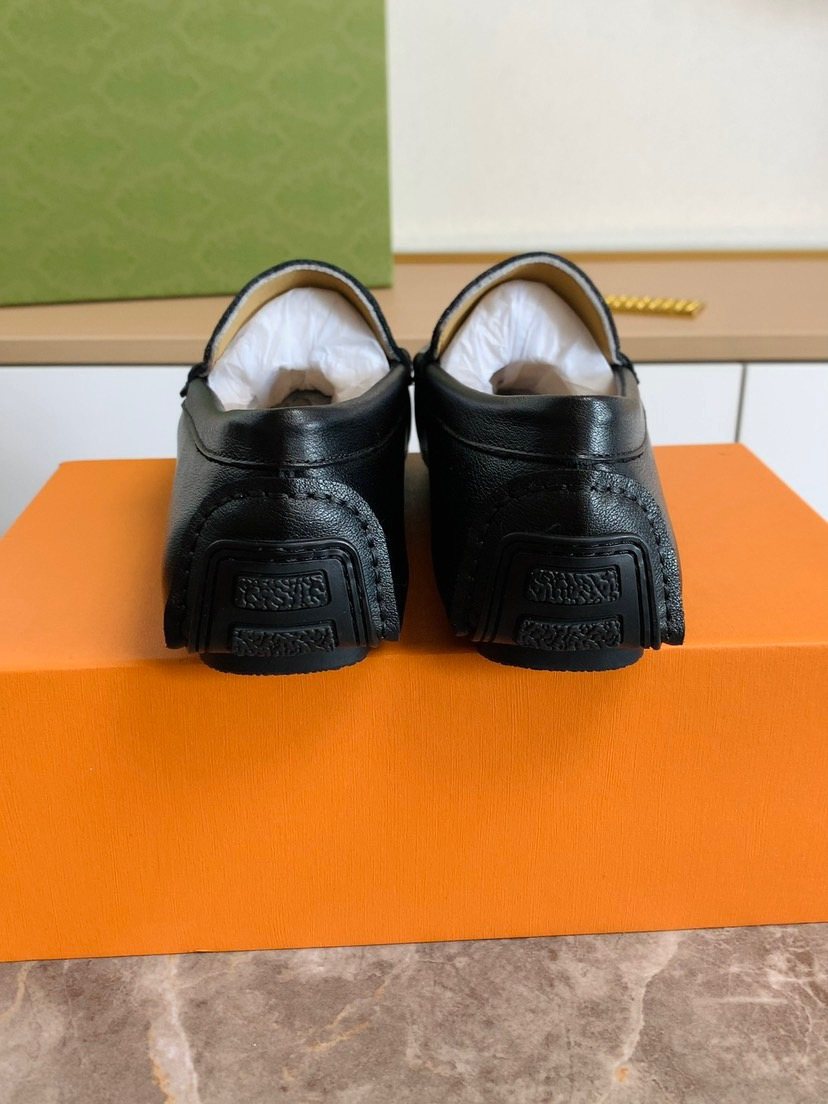 Louis Vuitton Men's Black Moc-Toe Loafers
