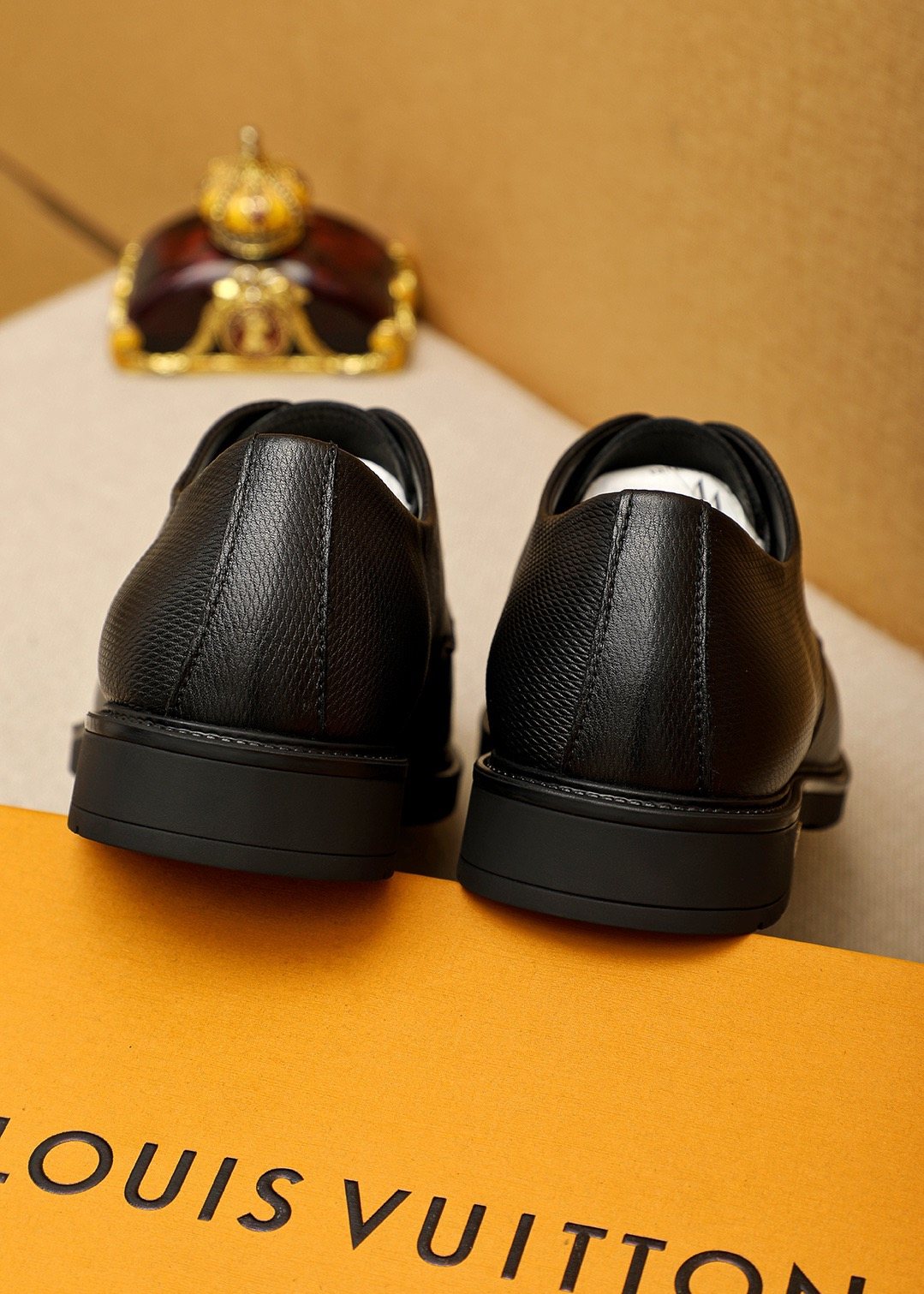 Louis Vuitton Black Textured Lace-Up Dress Shoes
