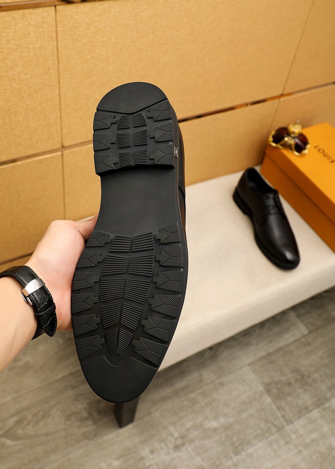 Louis Vuitton Black Textured Lace-Up Dress Shoes