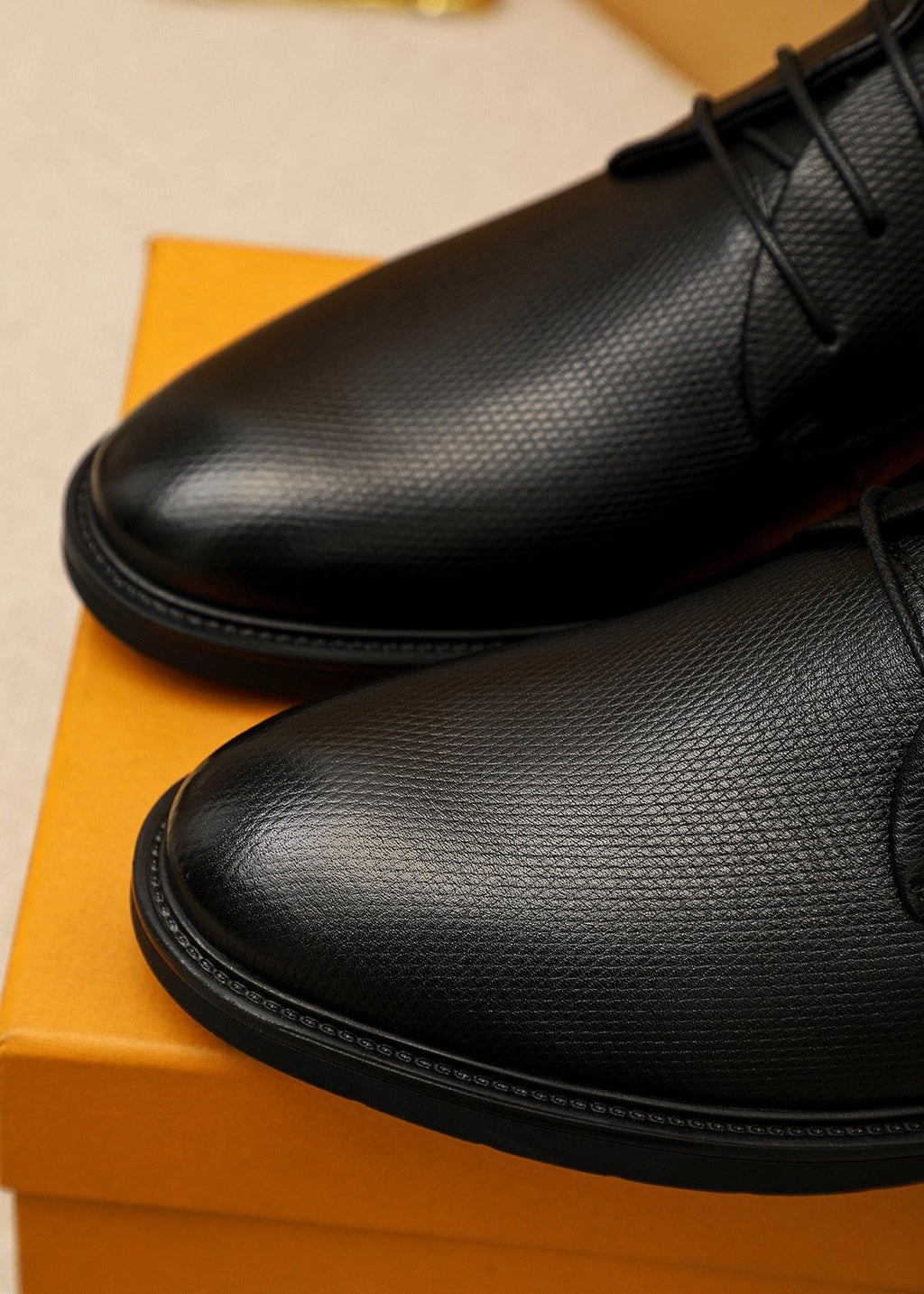 Louis Vuitton Black Textured Lace-Up Dress Shoes