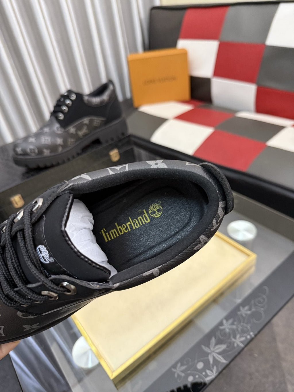 Louis Vuitton Black & Dark Gray Monogram Lace-Up Shoes