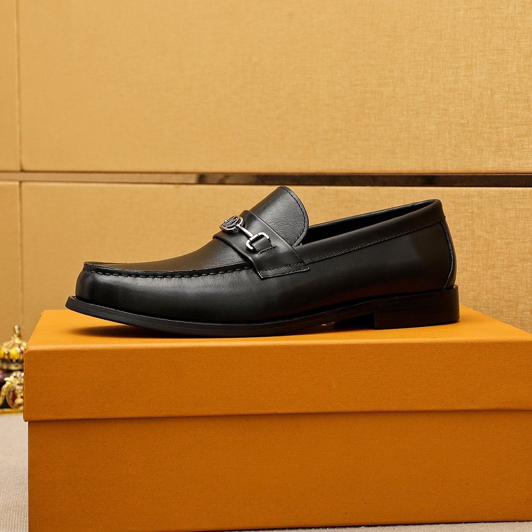 Louis Vuitton Black Hardware Loafers - Black Leather Upper