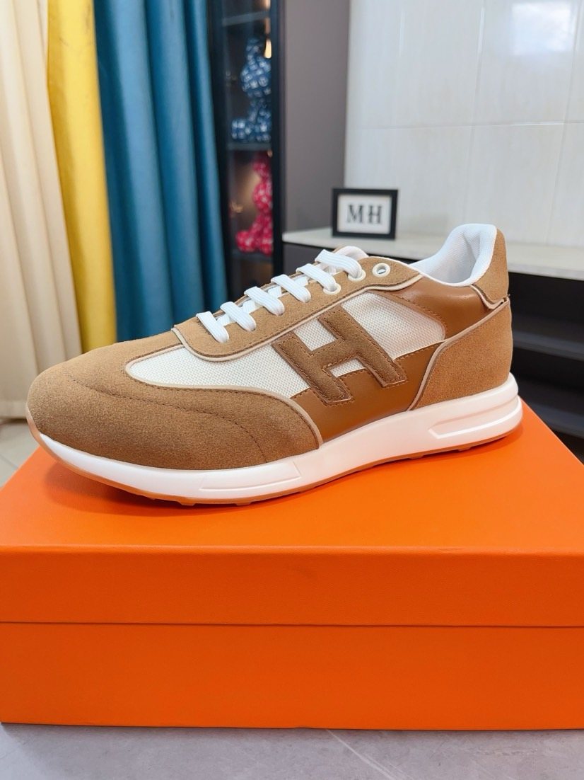Hermès Tan H-Overlay Sneakers