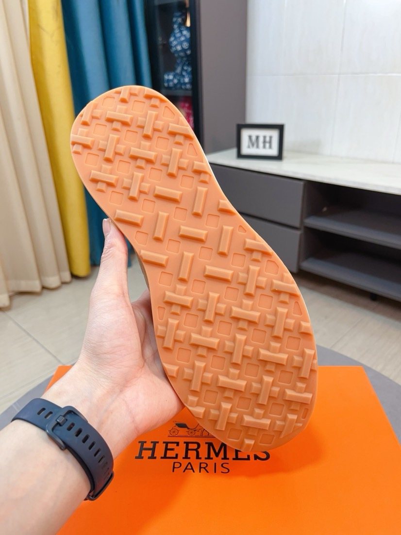 Hermès Tan H-Overlay Sneakers