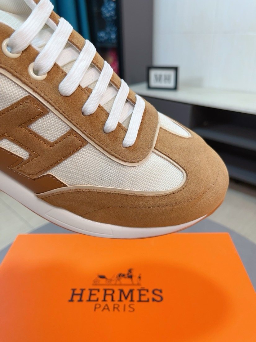 Hermès Tan H-Overlay Sneakers