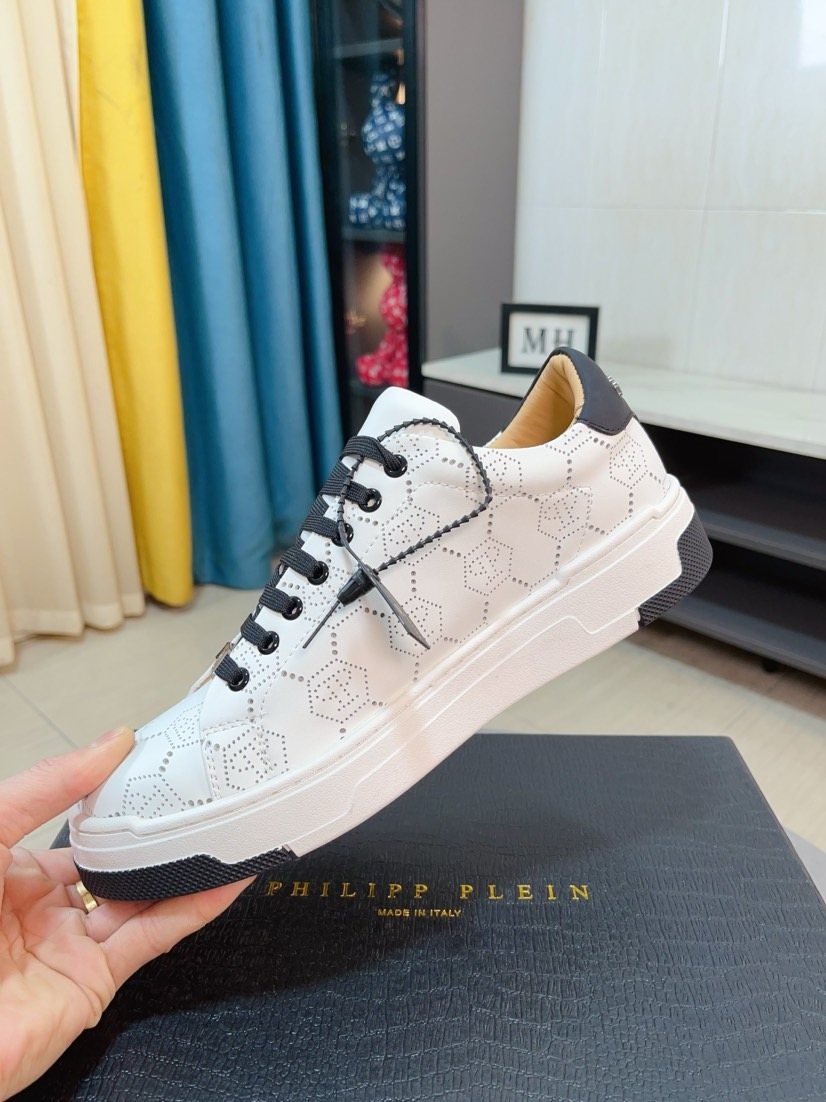 Philipp Plein White Black Accent Sneakers