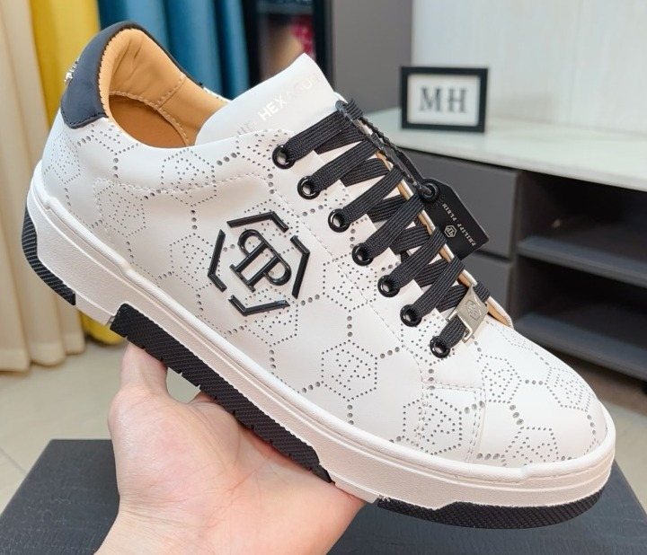 Philipp Plein White Black Accent Sneakers