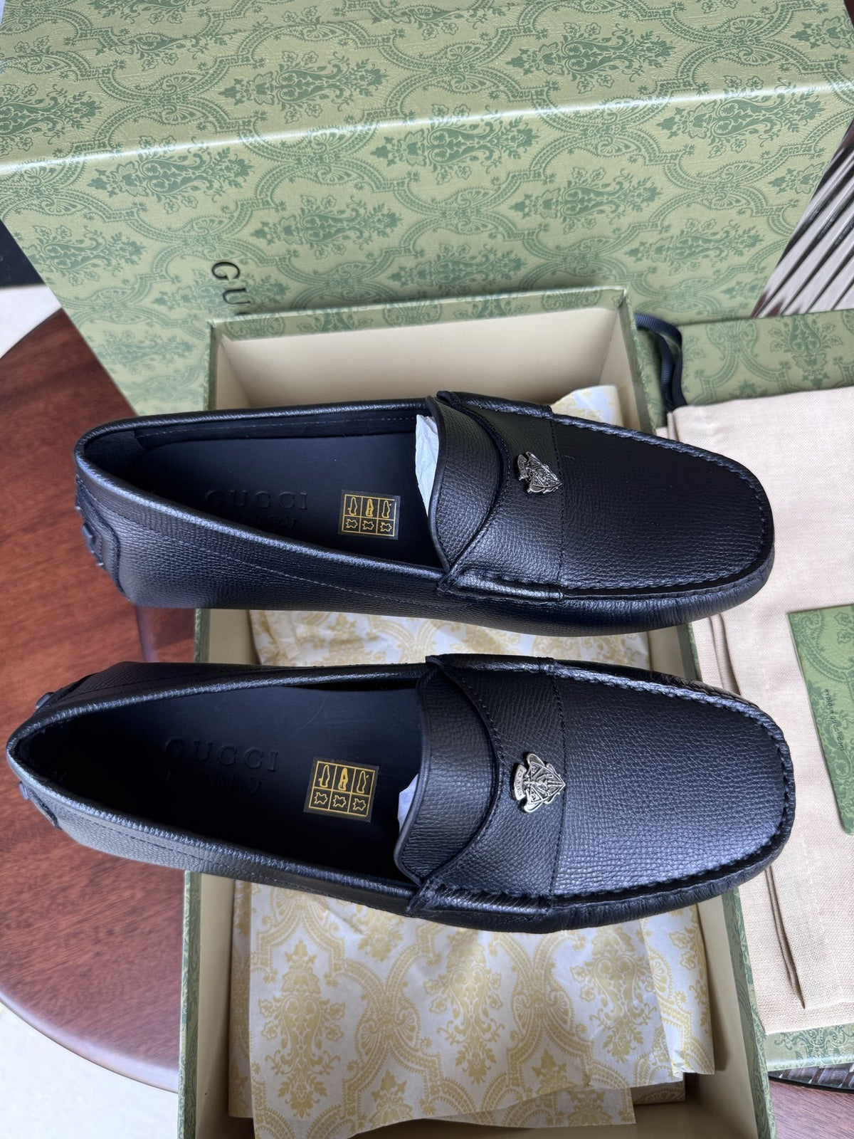 Gucci Black Bee Driving Loafers