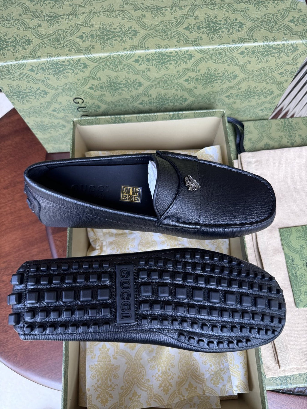 Gucci Black Bee Driving Loafers