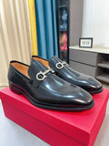 Ferragamo Black Hardware Loafers
