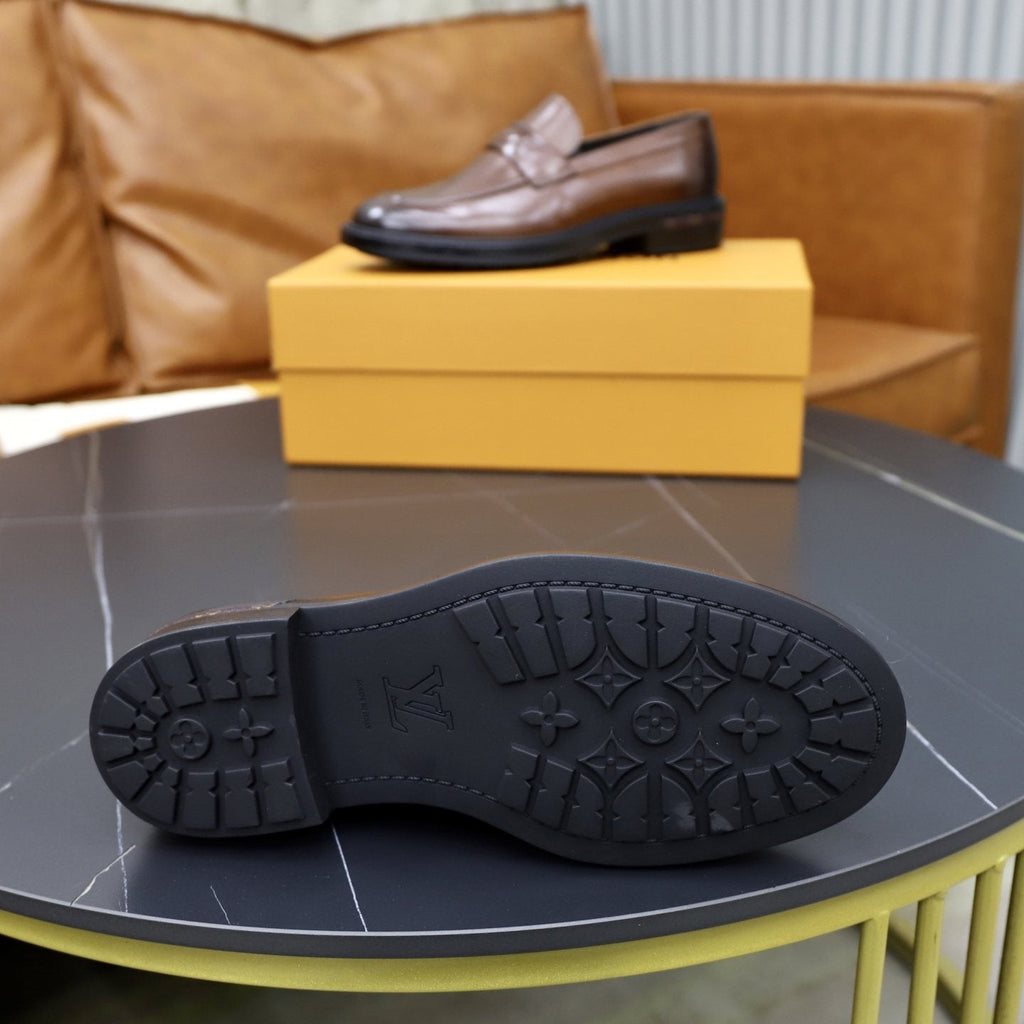 Louis Vuitton Men's Brown Penny Loafers - Brown Leather Upper