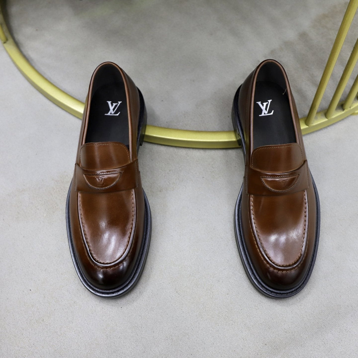 Louis Vuitton Men's Brown Penny Loafers - Brown Leather Upper
