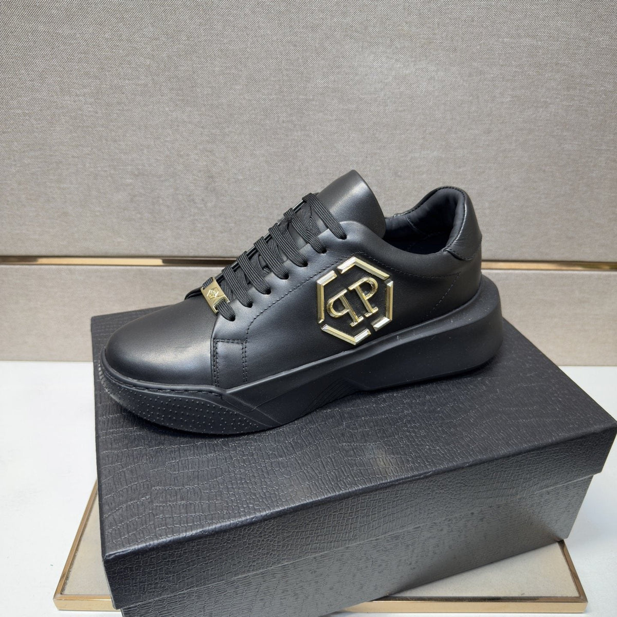Philipp Plein Men's Black Gold-Accent Sneakers