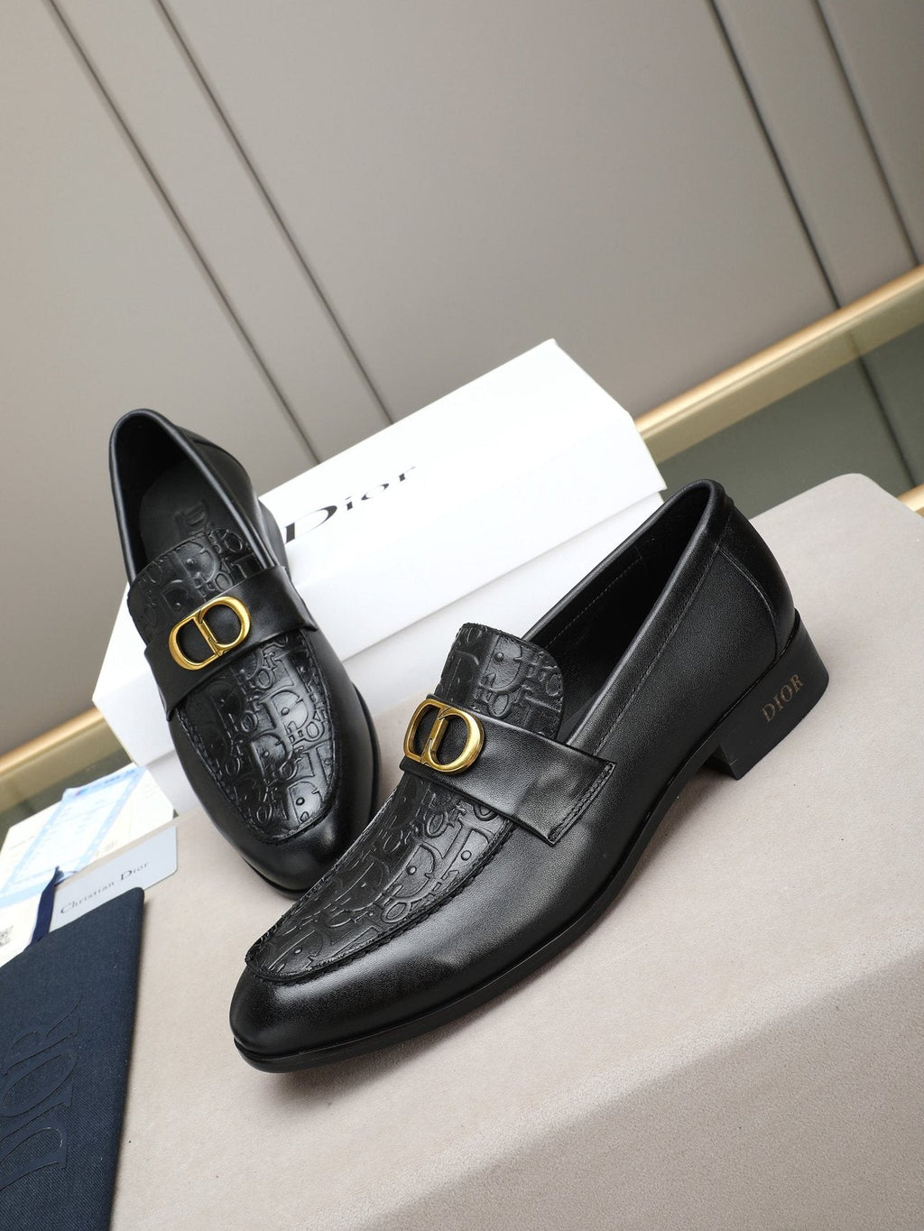 Dior Black Buckle Loafers