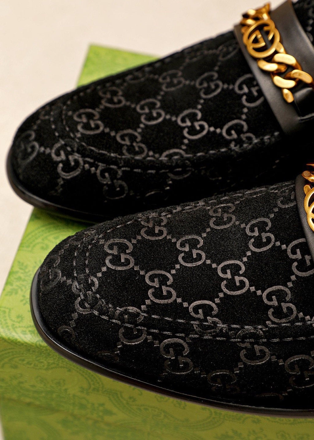 Gucci Black Patterned Loafers