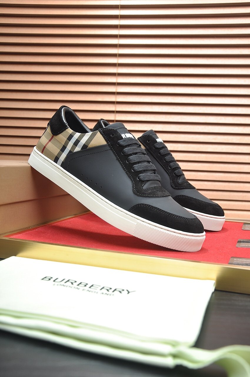 Burberry Check Heel Low-Top Sneakers - Leather Lining