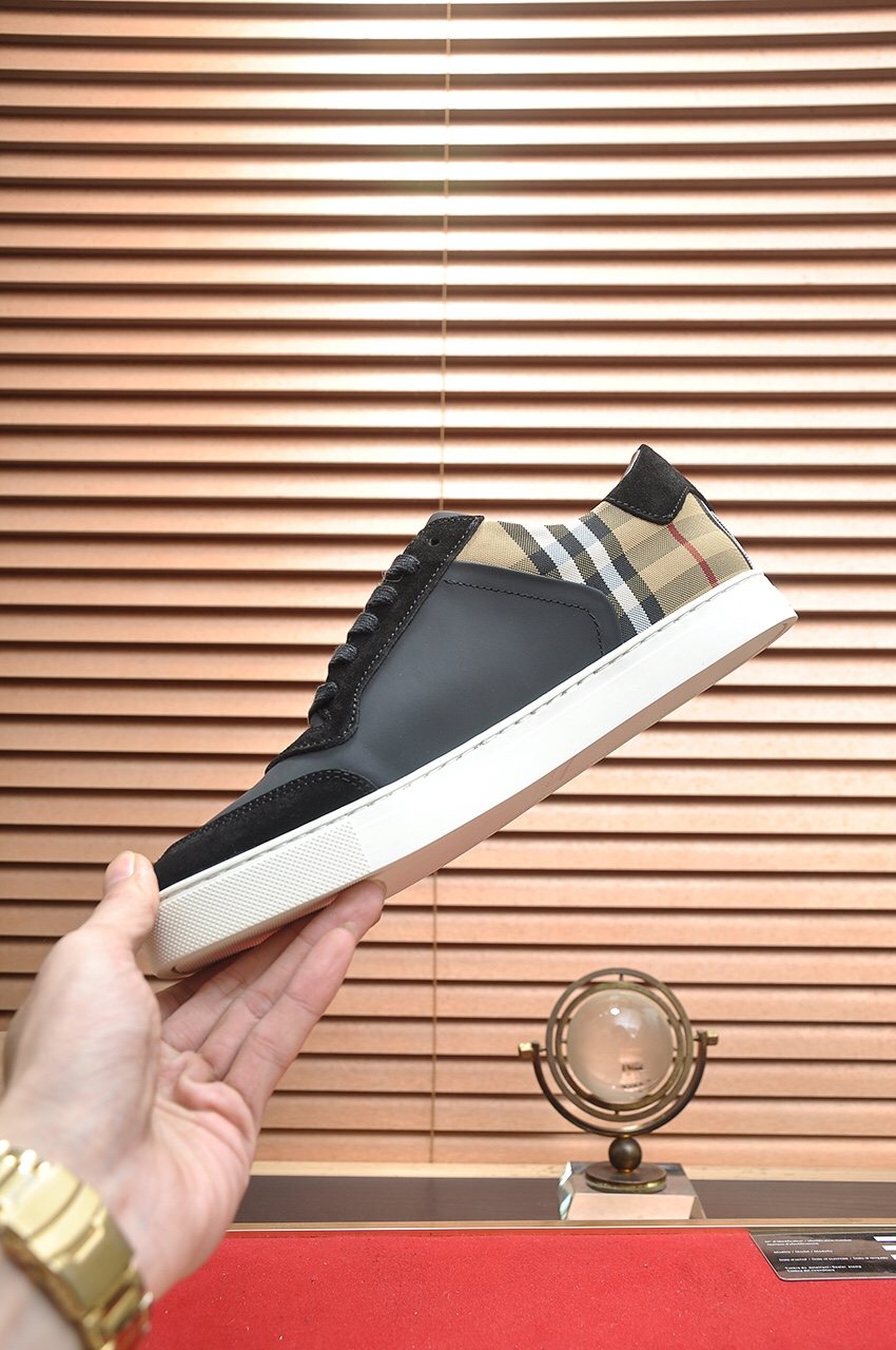 Burberry Check Heel Low-Top Sneakers - Leather Lining