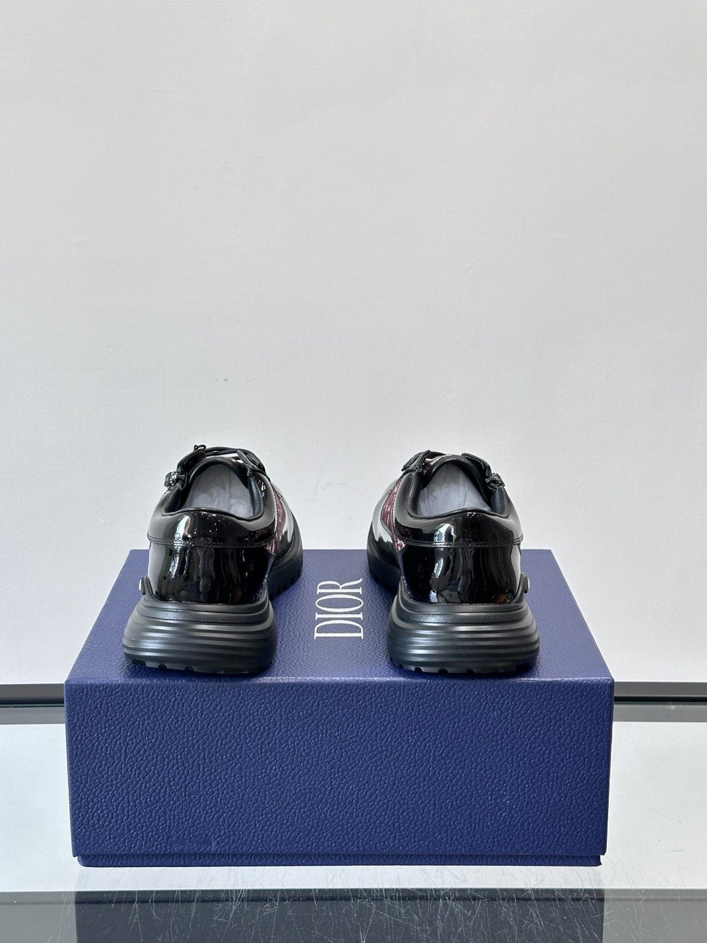 Dior Black Burgundy Patterned Derby Shoes