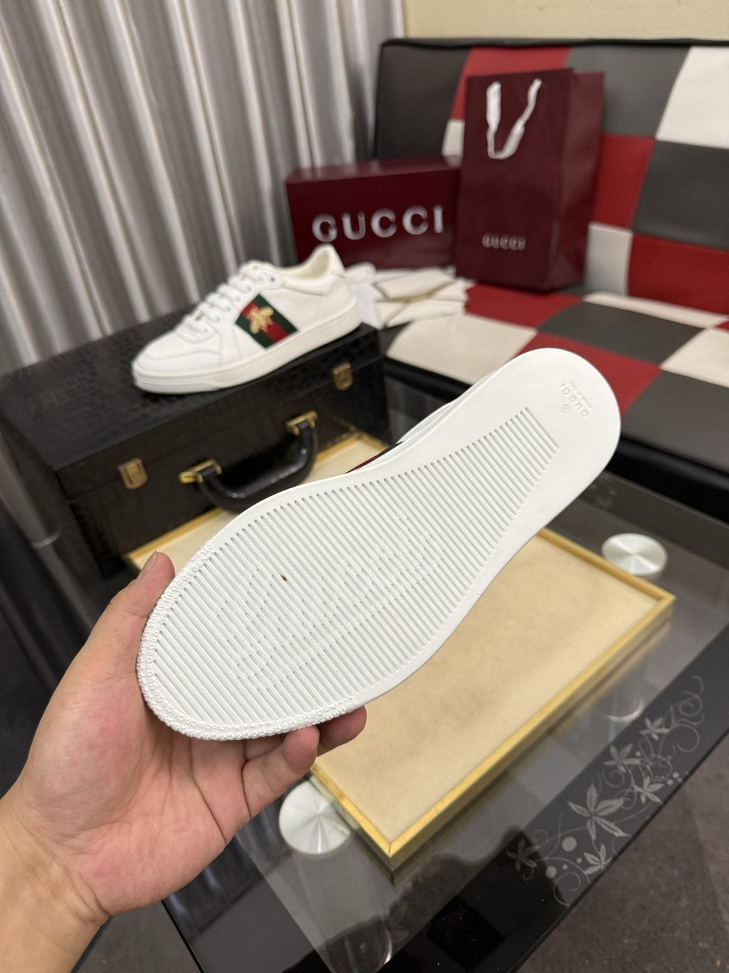 Gucci Green and Red Stripe Bee Sneakers